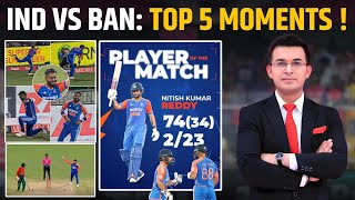 From Hardik Pandyas Stunning Catch to Parags weird Bowling Action IND vs BAN Match Top 5 Moments [upl. by Isayg]