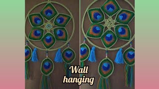 Step by step Peacock featherCrochet wall hangingHome decor [upl. by Mayes]