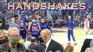 📺 Golden State Warriors rituals and handshakes pregame before tipoff vs San Antonio Spurs [upl. by Airehtfele]