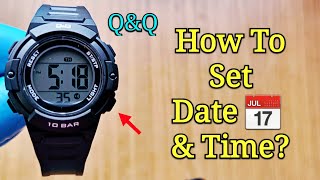 QampQ Watch Time Settings  How To Set Time amp Date On A QampQ Digital Watch M185 [upl. by Geldens]