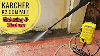 Karcher K2 Compact Pressure Washer  Unboxing and First Use [upl. by Utica]