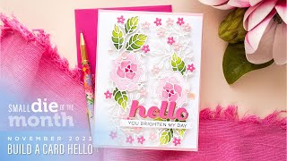 Spellbinders November 2023 Small Die of the Month – Build a Card Hello [upl. by Rramal]