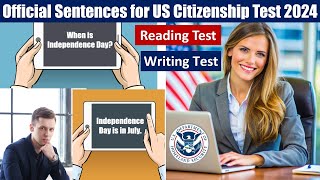 US Citizenship 2024 USCIS OFFICIAL Sentences for English Reading and Writing Test [upl. by Melisa]