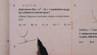 TÜREV ile PARABOL  e EN YAKIN NOKTA Sorusu Çözümü [upl. by Swigart]