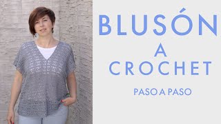 Cómo hacer un BLUSÓN tejido a CROCHET con DOS RECTÁNGULOS– Tutorial paso a paso chaleco o vestido [upl. by Lasser]