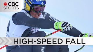 French Skier Crashes Breaks Legs in World Cup Downhill  WARNING Graphic content  CBC Sports [upl. by Pontius]