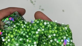 Satisfying green foam slimelong version asmr slime satisfying StressRelief HealingJourney [upl. by Hinze]