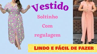 VESTIDO COM REGULAGEM CINTURA E FRENTE DUPLA FÁCIL DE FAZER CORTE E COSTURA costurafácil vestidos [upl. by Esir]