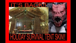 Holiday Survival Tent SKin Its back Fallout 76 How do I get the Christmas survival tent skin [upl. by Simetra]