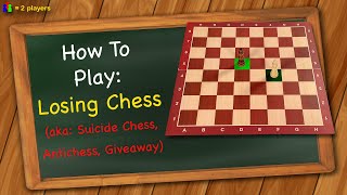 How to play Losing Chess aka Suicide Chess Antichess Giveaway [upl. by Ninaj]