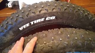 VeeTire SnowShow Studded XL tire Bargain Fat bike Studz [upl. by Hakeber]