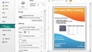 Publisher 2010 Tutorial Previewing and Printing Microsoft Training Lesson 111 [upl. by Tisha]