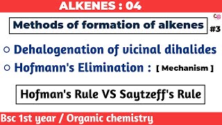 Hofmanns elimination  Hofmann rule  Dehalogenation of vicinal dihalides  Alkenes  BSc 1st year [upl. by Knobloch]