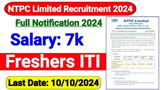 NTPC Limited Apprentice Recruitment 2024Ntpc limited apprentice Vacancy 2024iti govt jobiti [upl. by Hamnet]