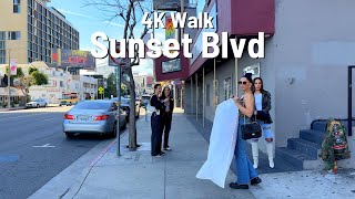 LOS ANGELES Sunset Blvd walk 🇺🇸 West Hollywood CA 4K 2024 [upl. by Ardnossak]