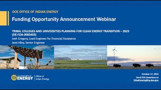 Tribal Colleges and Universities Planning for Clean Energy Transition FOA Webinar [upl. by Artcele]