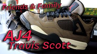 Friends amp Family Travis Scott Air Jordan 4  BrownOlive  Review [upl. by Odrahcir]