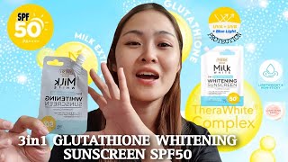 FRESH SKINLAB MILK WHITE 3IN1 GLUTATHIONE WHITENING SUNSCREEN SPF50 REVIEW [upl. by Adnawyek]