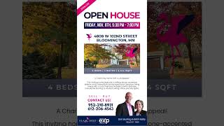 Open House at 4808 W 102nd Street Bloomington MN 55437 minnesotahomes [upl. by Ardnuhs186]