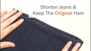 How to Hem Jeans by Hand  Keep the Original Hem  Easy Hemming Tutorial  Sewing for Beginners [upl. by Onaicnop]