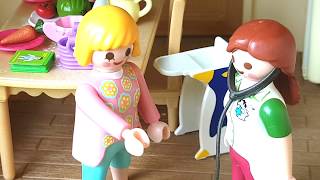 Rodzinka Playmobil Tomek jest chory i nie chce iść do szkoły  zabawki bajki dla dzieci [upl. by Ahsatsan]