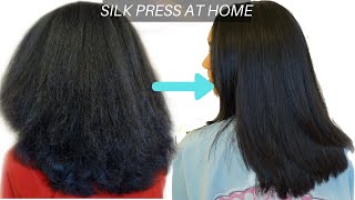 DIY SILK PRESS ON SUPER THICKDENSE NATURAL HAIR  HEALTHY CURLY TO STRAIGHT HAIR TUTORIAL [upl. by Aklog]