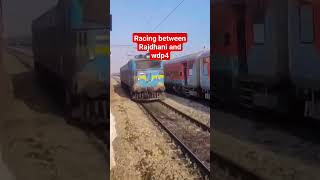 racing between Rajdhani and wdp4follower hailights railway trending train relaxing [upl. by Haraf]