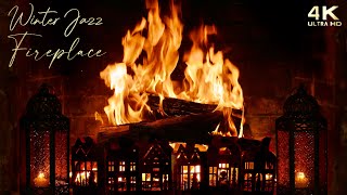 🔥 Crackling Fireplace amp Winter Jazz Ambience  Relaxing 4K Fireplace Ambience [upl. by Nav]