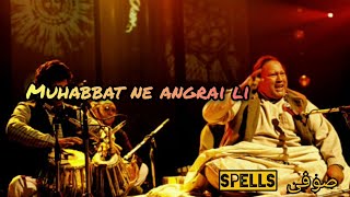 Ankh Uthi Muhabat Nay Angrai Li  Nusrat Fateh Ali Khan  Lyrical Video [upl. by Naie]