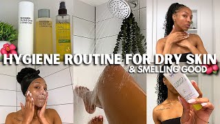 My Hygiene Routine for DRY SKIN 2023  moisturizing skin care body care  NEW PRODUCTS  Janika B [upl. by Neelon]