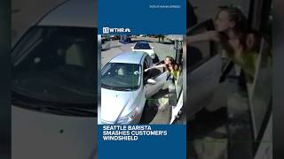 Seattle barista smashes customers windshield after argument [upl. by Leidag839]