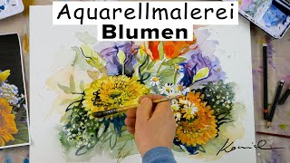 AliceART  Aquarell Kurs 4 für Fortgeschrittene  Blumen  Aquarell malen lernen  watercolor [upl. by Bollen]