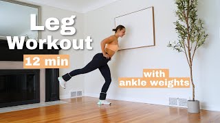 12 MIN ANKLE WEIGHT LEG WORKOUT  moderate intensity [upl. by Derraj]