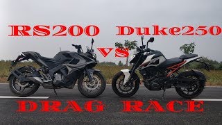 2017 Duke 250 vs Pulsar RS200  Drag race [upl. by Dilan]