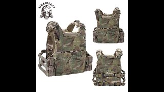 SINAIRSOFT Tactical Plate Carrier Vest Quick Release Buckle MOLLE LaserCut Back Zipper Vest [upl. by Nerval]