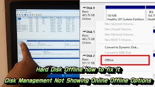 Hard Disk Offline how to fix it – Disk Management Not Showing Online Offline Options Windows 10 11 [upl. by Matusow]