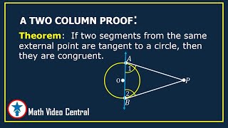 Two Segments from the Same External Point Tangent to a Circle  Proof  2  Math Video Central [upl. by Dominga803]