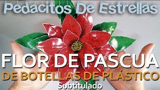 Flor de Pascua con botellas de plástico TUTORIAL MANUALIDADES RECICLADAS subtitulado [upl. by Ettezil]