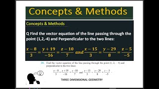 Find the vector equation of the line passing through the point 1 2 – 4 and perpendicular to [upl. by Mehcanem566]