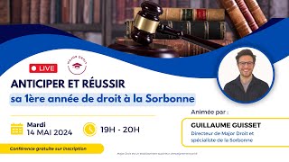 📢 LIVE  Anticiper et réussir sa 1ère année de droit à la Sorbonne [upl. by Corenda11]