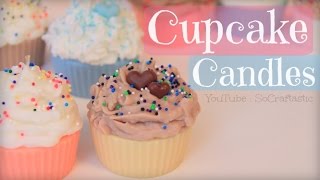 DIY CUPCAKE CANDLE  Room Decor  How To  SoCraftastic [upl. by Nnailuj974]