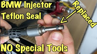 BMW Injector Teflon Seal Installation DIY  No Special Tools [upl. by Eenahc284]