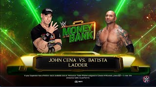 FULL MATCH John Cena vs Batista — WWE Title quotI Money Bank  WWE  WWE2K23 [upl. by Coletta421]