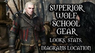 The Witcher 3 Wild Hunt  Superior Wolf School Gear looks stats diagrams location [upl. by Sirronal]