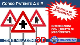 Segnali di precedenza Intersezioni con diritto di precedenza  Teoria patente B [upl. by Notlew815]