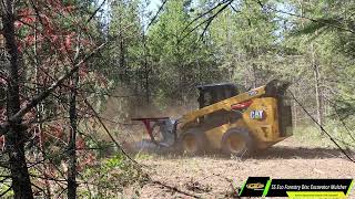 Advanced Forest Equipment SS Eco Forestry Disc Mulcher in action on Caterpillar 272D3 XE Skid Steer [upl. by Ennylhsa]