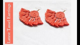 Tassel earringsHow to make tassel earrings at homeDIYTutorialCreationampyou [upl. by Enaelem]