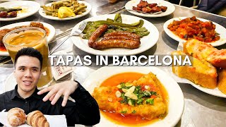 BEST TAPAS in BARCELONA  Local Market Tour  Amazing Pastries [upl. by Hunley]