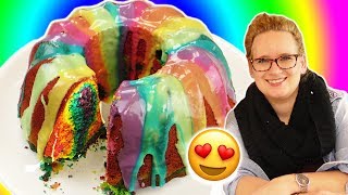 24 STUNDEN NUR REGENBOGEN ESSEN  Regenbogenkuchen selber machen  Geburtstags Rezept  Rainbow Food [upl. by Astiram]