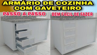 COMO FAZER ARMÁRIO COM GAVETEIRO DE ALUMÍNIO PARA DEBAIXO DA PIA DA COZINHA  RÁPIDO E FÁCIL [upl. by Emiaj767]